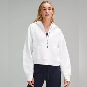 White Lululemon Oversized Scuba Half-Zip Hoodie
